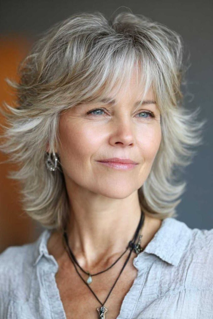Textured Shag with Soft Curtain Bangs