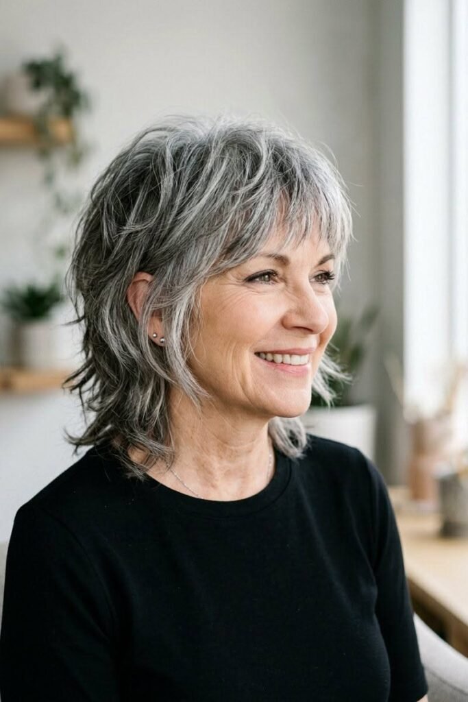 Textured Shag with Wispy Bangs