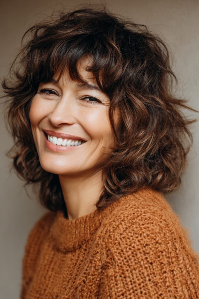 Textured Shaggy Bob with Curtain Bangs