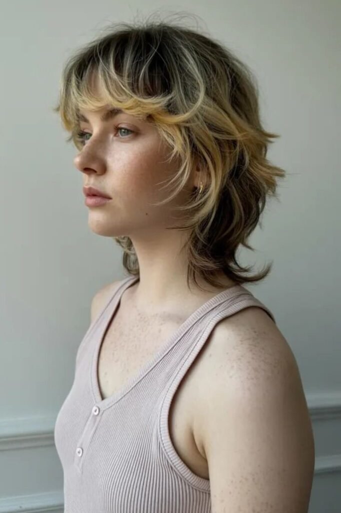 Textured Shaggy Bob with Curtain Bangs