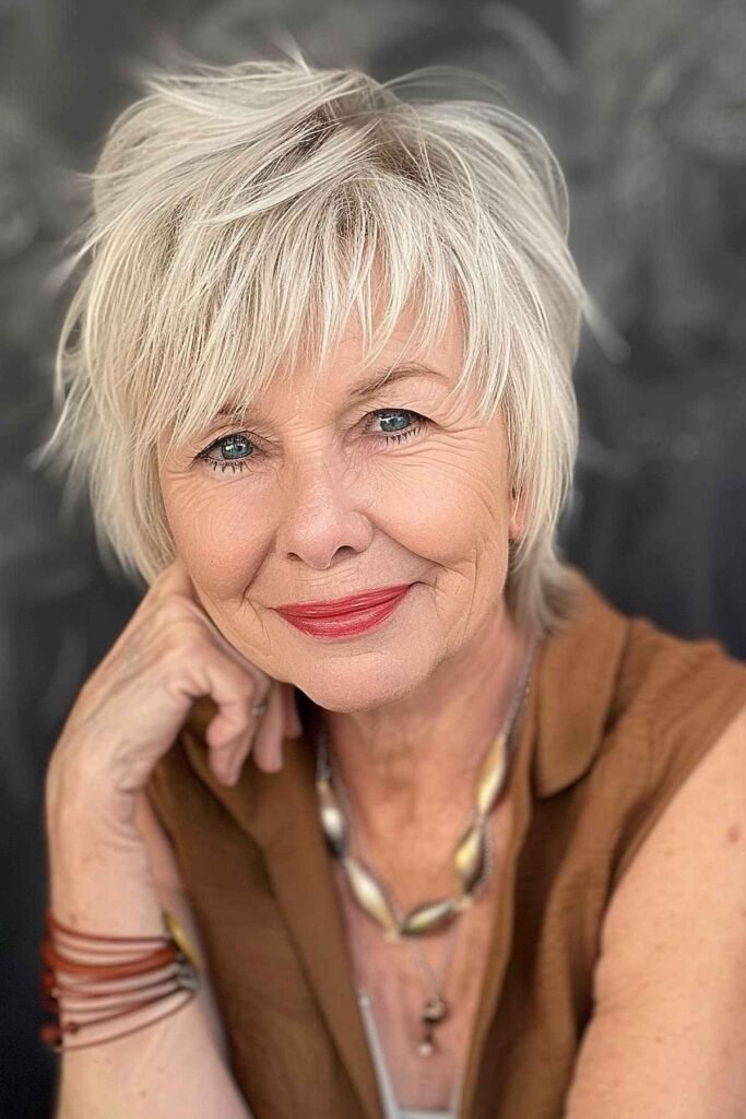 Textured Shaggy Bob with Layered Bangs