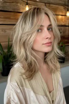 Textured Shaggy Bob with Layered Fringe