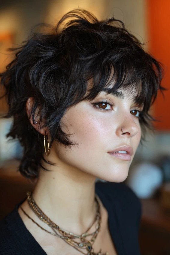 Textured Shaggy Bob with Piece-y Bangs