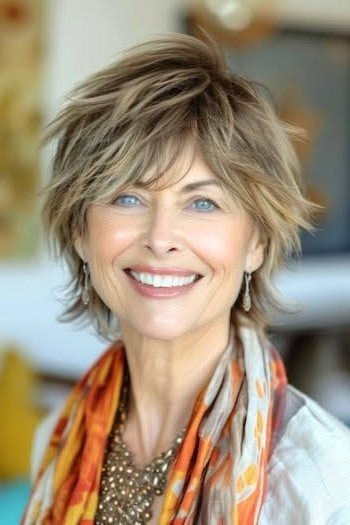 Textured Shaggy Bob with Piece-y Bangs