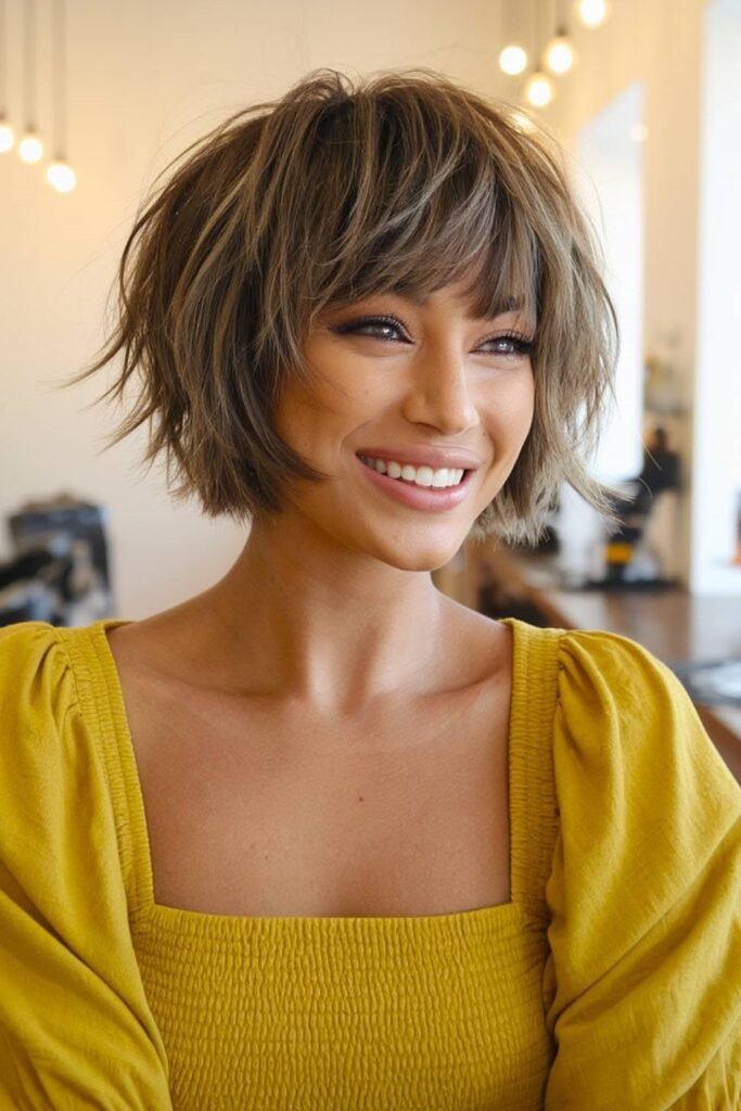 Textured Shaggy Bob with Piece-y Bangs