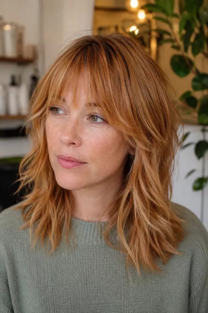 Textured Shaggy Cut with Curtain Bangs