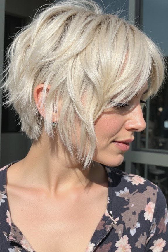 Textured Short Bob with Side-Swept Bangs