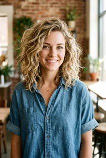 Textured Shoulder-Length Curly Hair