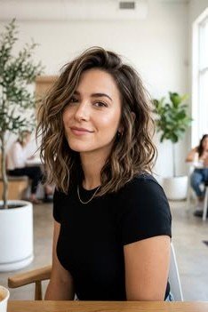 Textured Shoulder-Length Cut with Soft Beach Waves