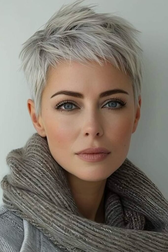 Textured Silver Pixie Crop with Spiked Top