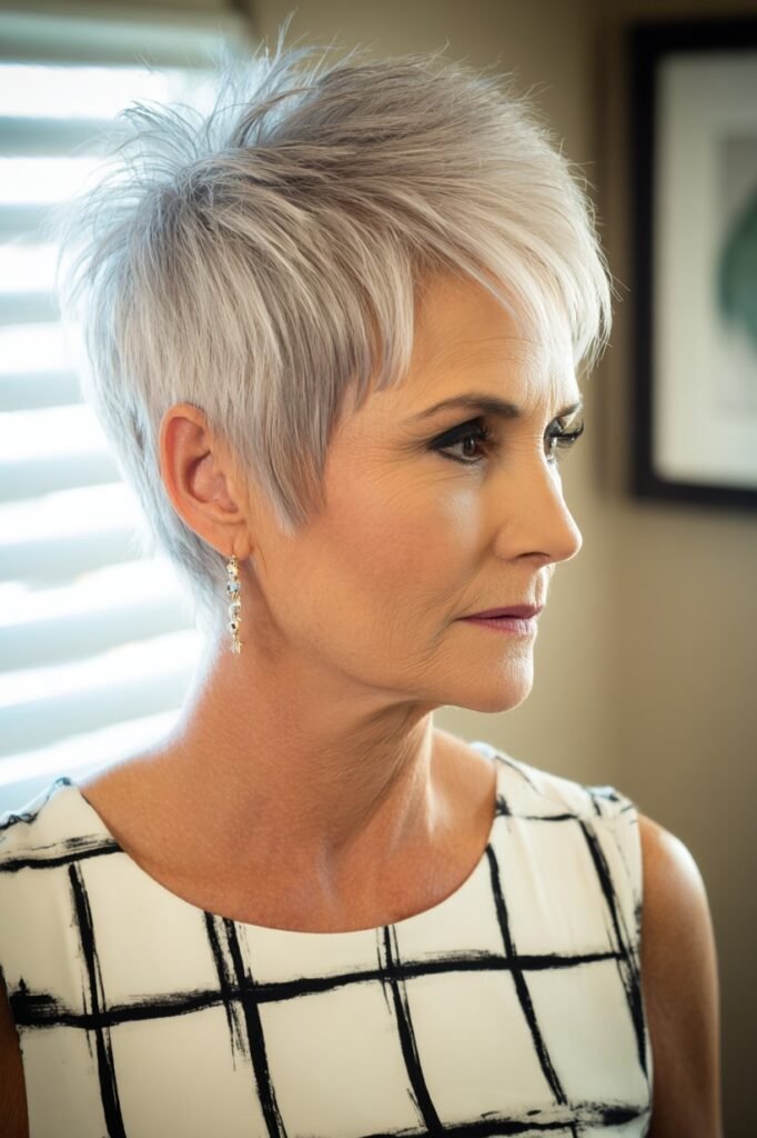 Textured Silver Pixie Cut