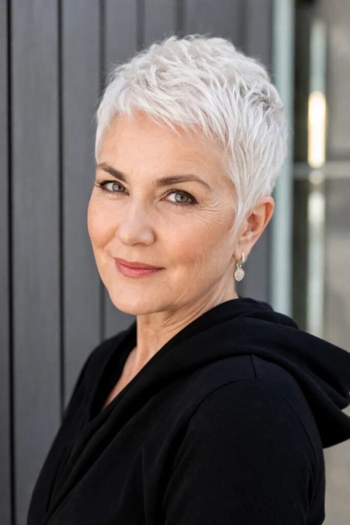 Textured Silver Pixie Cut