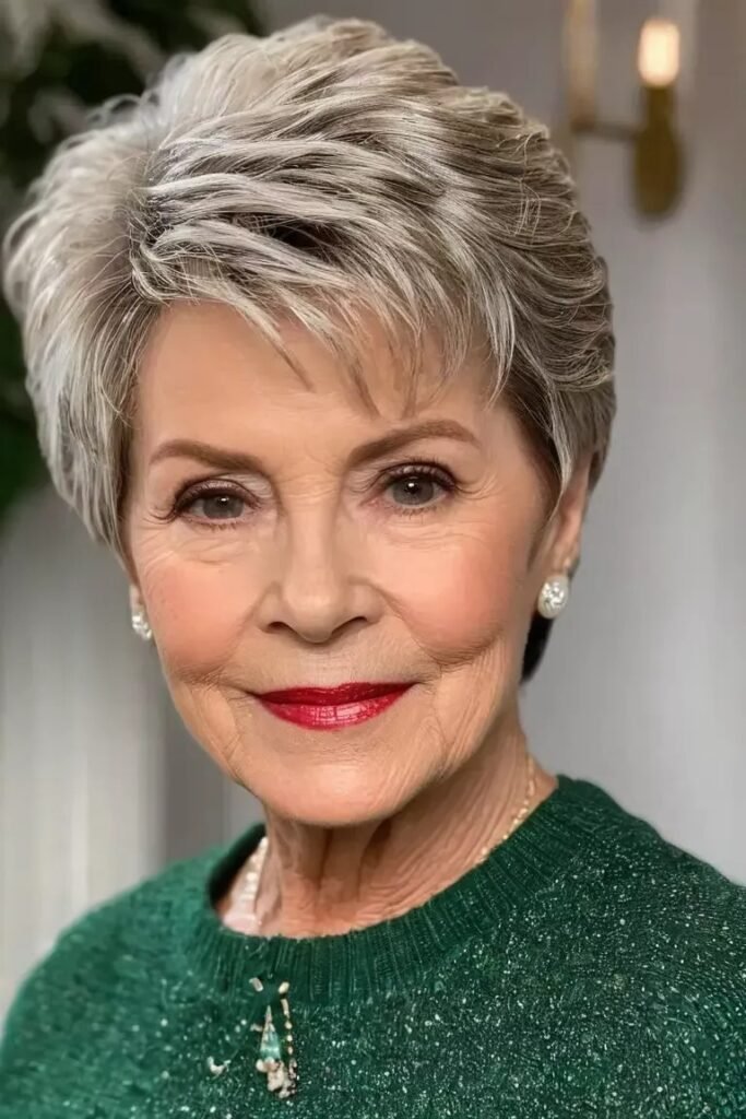 Textured Silver Pixie Cut