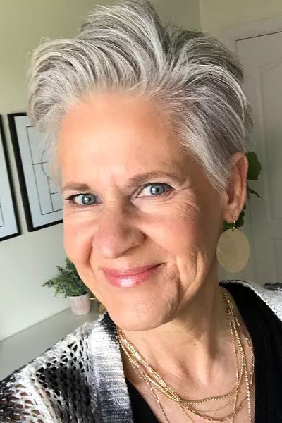 Textured Silver Pixie Cut