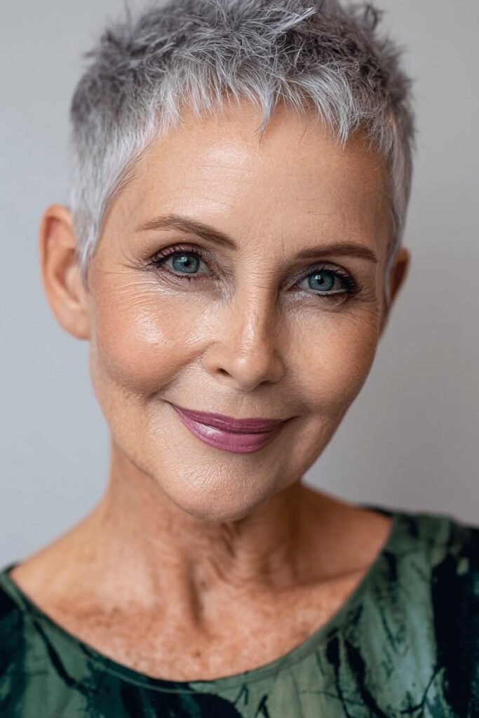 Textured Silver Pixie with Soft Micro Bangs
