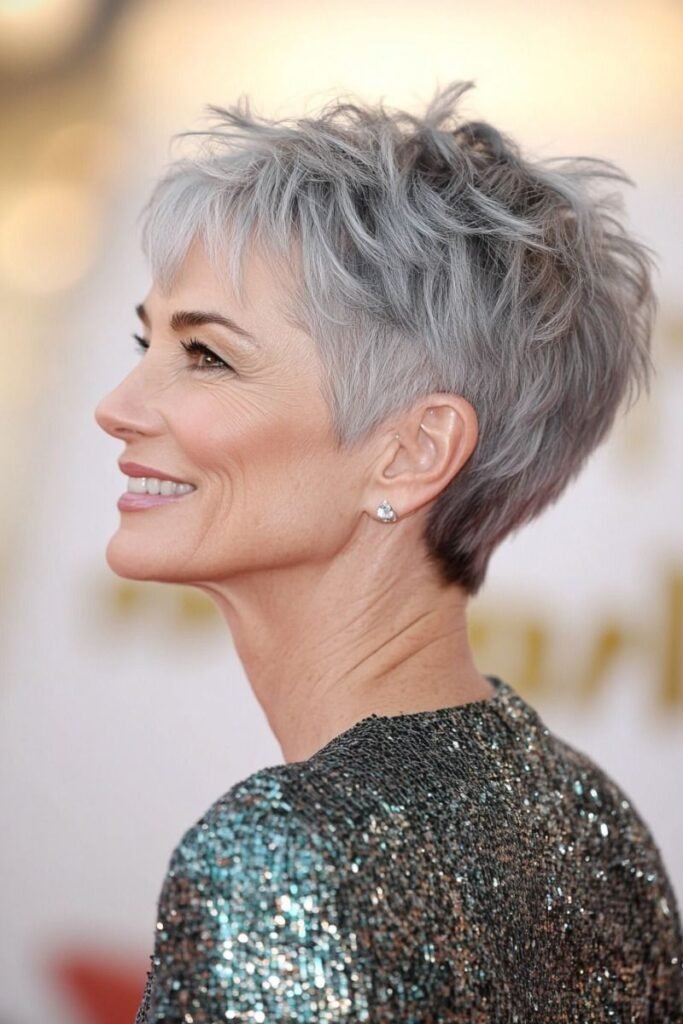 Textured Silver Pixie with Volume