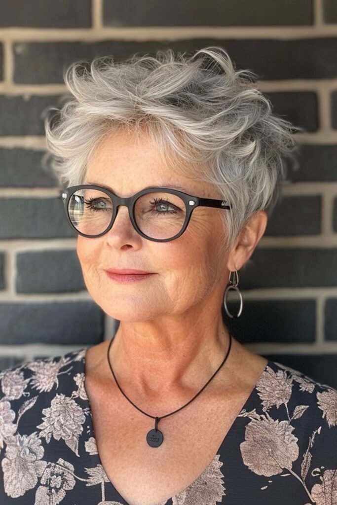 Textured Silver Pixie with Voluminous Top