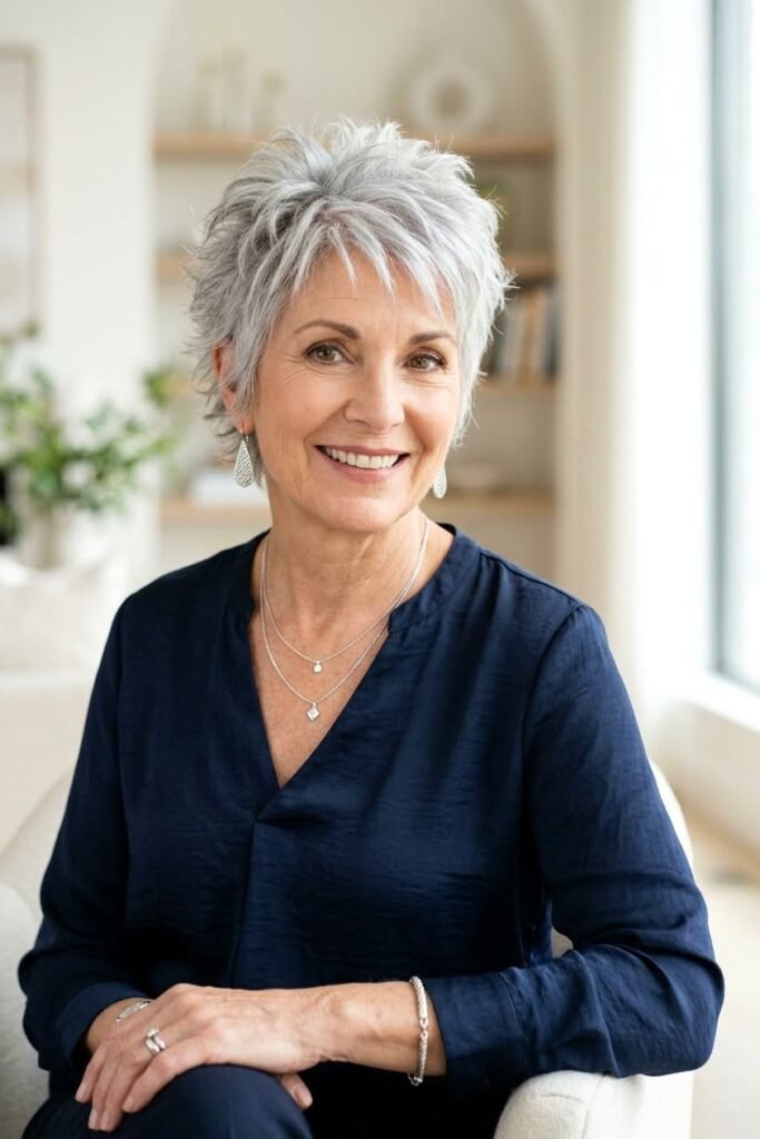 Textured Silver Shag with Soft Layers