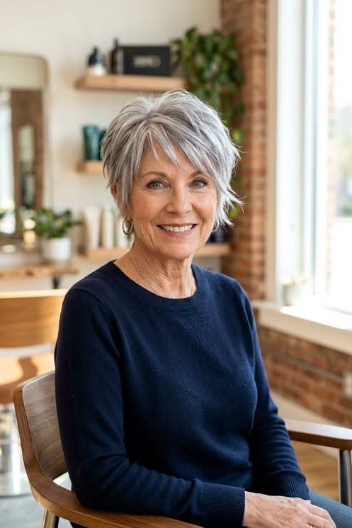 Textured Silver Shag with Wispy Bangs