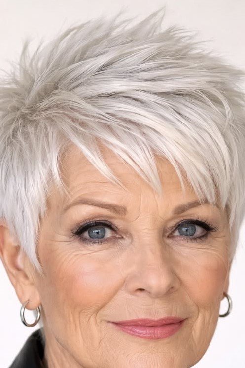 Textured Spiky Pixie Cut with Silver Tones