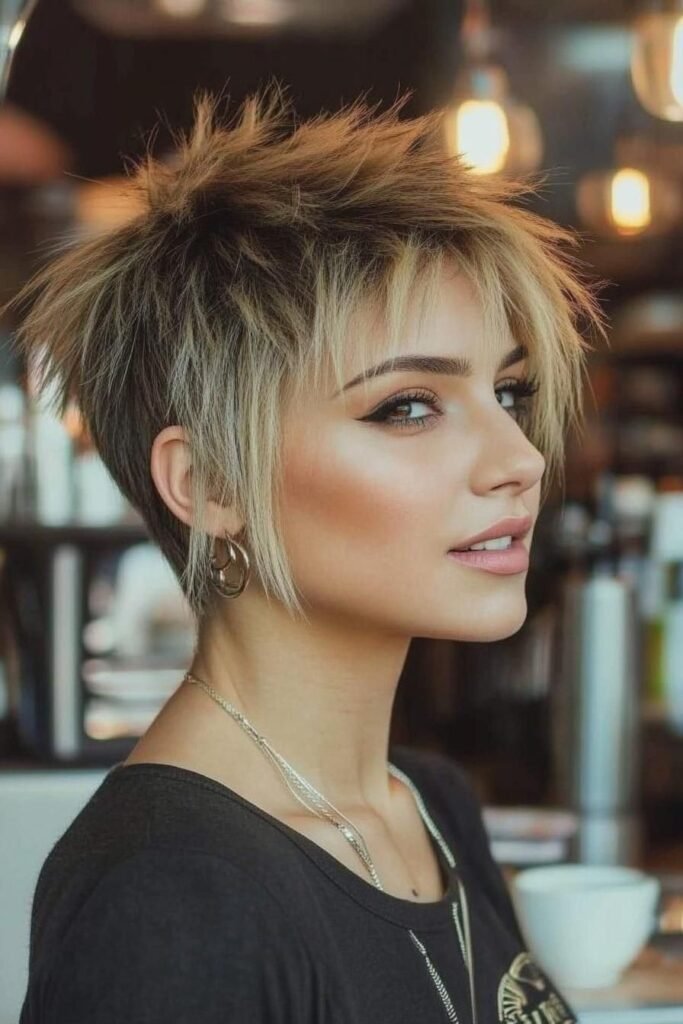 Textured Spiky Pixie with Side-Swept Bangs