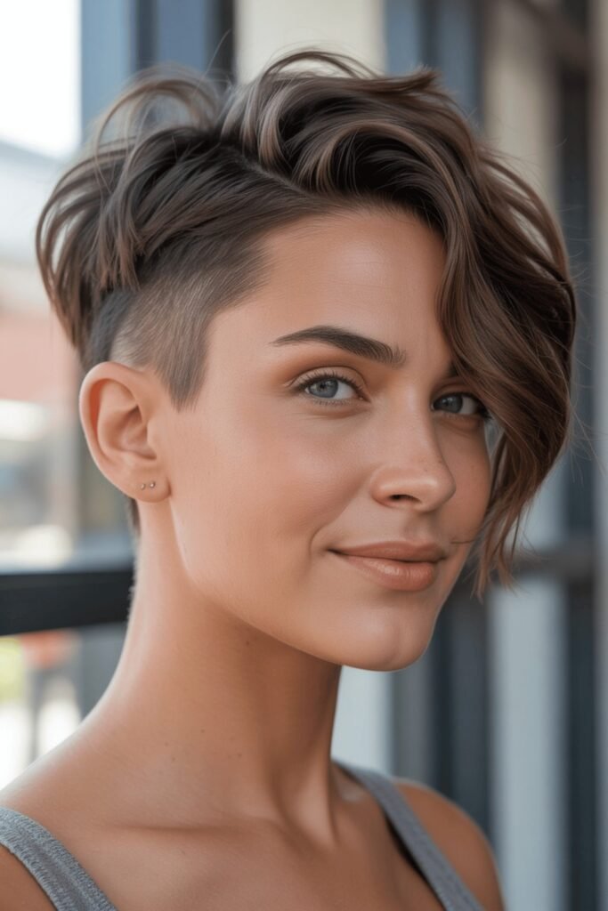 Textured Undercut Pixie with Swept-Back Layers