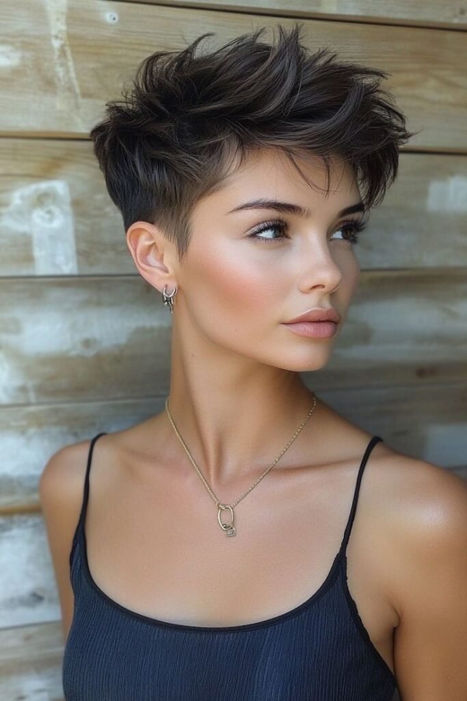 Tousled Asymmetrical Pixie Cut with Side Undercut