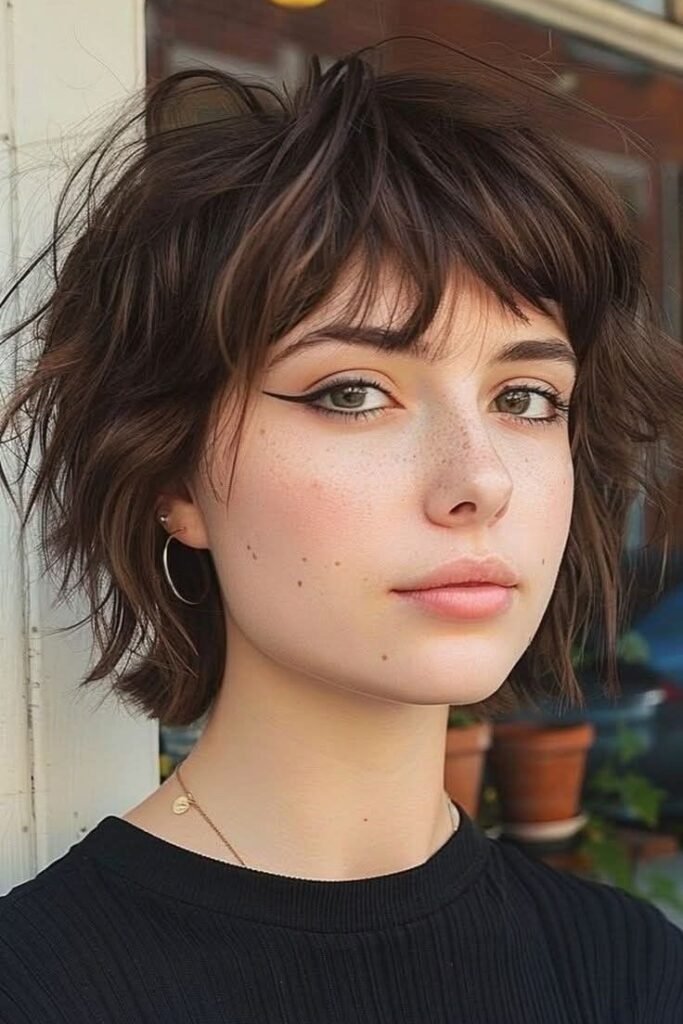 Tousled Bob with Soft Shaggy Bangs