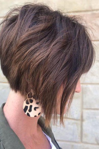 Tousled Chocolate Brown Layered Bob