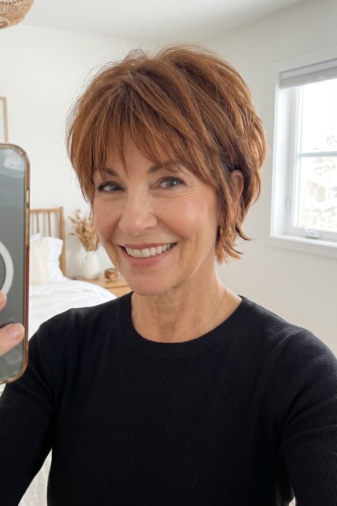 Tousled Copper Short Shag with Fringe
