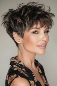 Tousled Dark Pixie with Textured Volume
