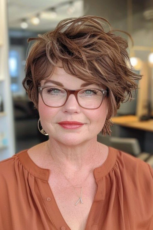 Tousled Layered Bob with Side-Swept Bangs