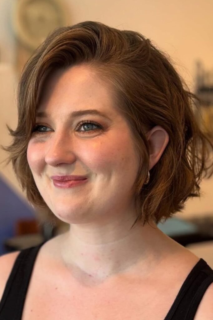 Tousled Layered Bob with Side-Swept Volume