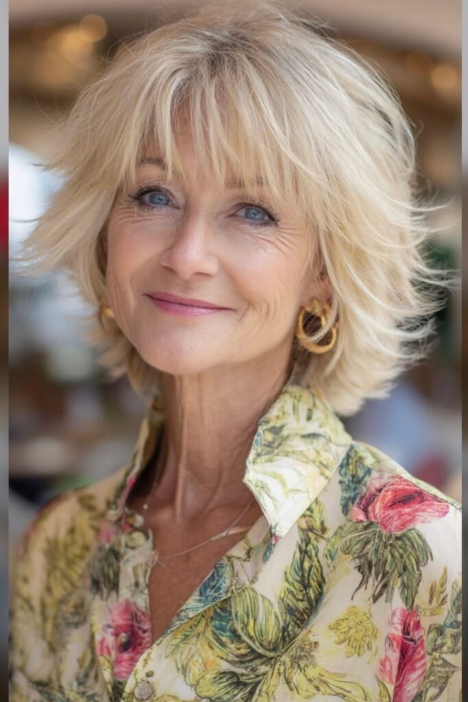 Tousled Layered Bob with Soft Bangs