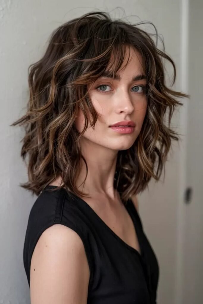 Tousled Layered Bob with Wispy Bangs