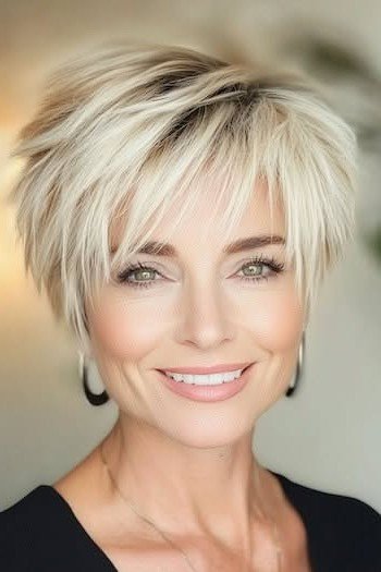 Tousled Pixie Bob with Layered Bangs