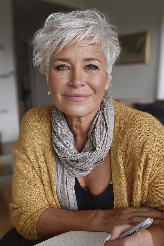 Tousled Pixie Crop with Side-Swept Texture