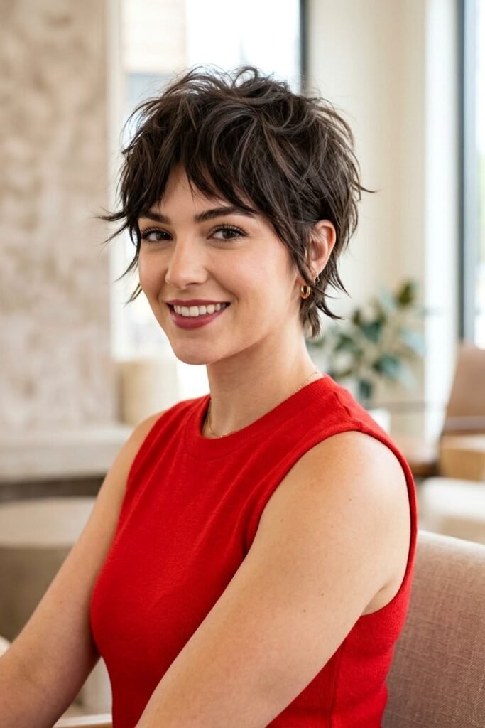 Tousled Pixie Cut with Side-Swept Bangs