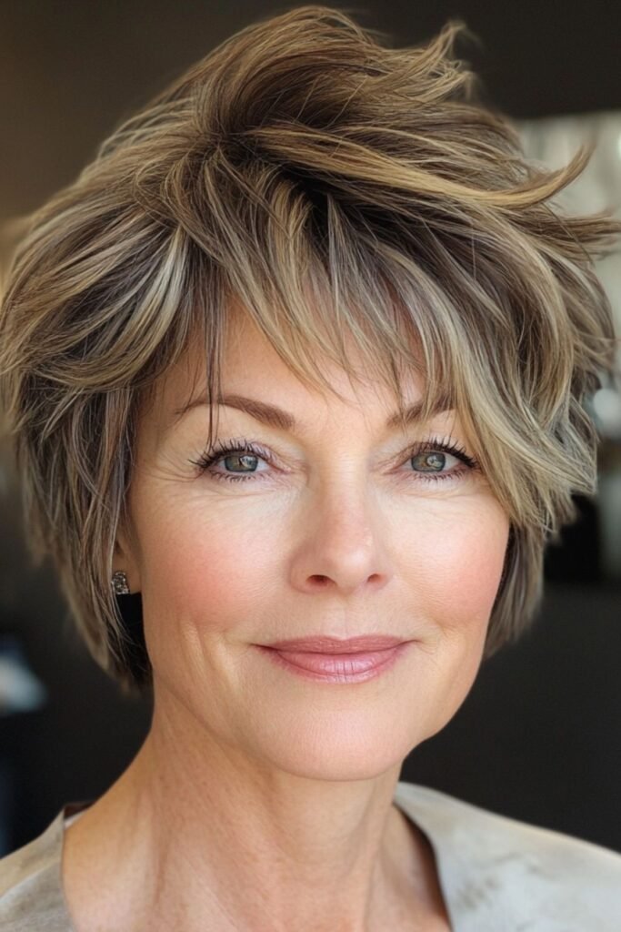 Tousled Shag Cut with Highlighted Crown Texture