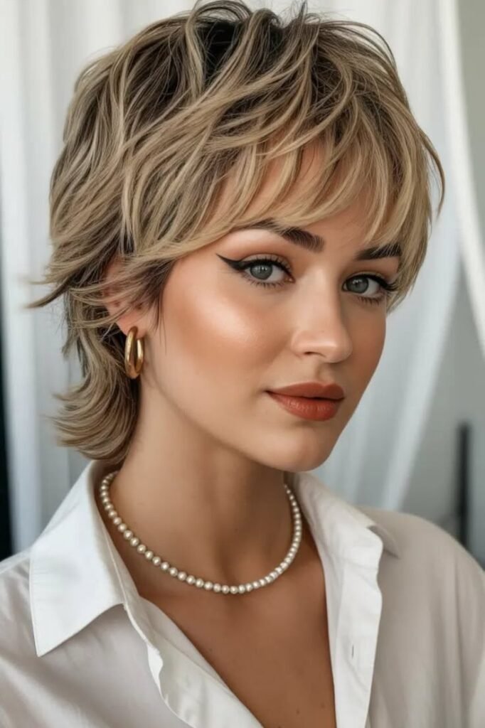 Tousled Shaggy Bob with Soft Waves