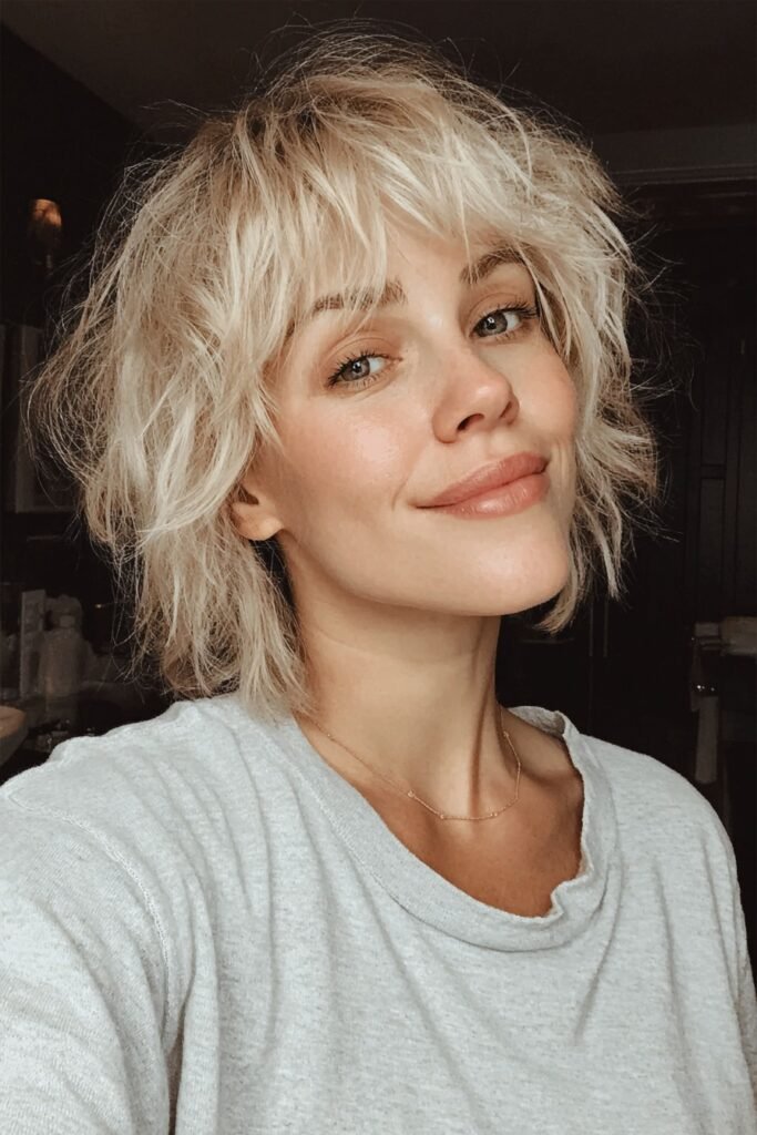 Tousled Shaggy Bob with Textured Waves