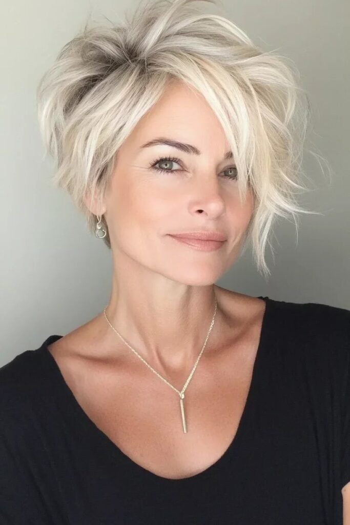 Tousled Short Cut with Elongated Fringe