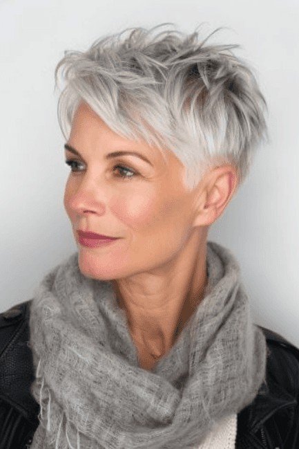 Tousled Short Pixie Cut with Layered Side Sweeps