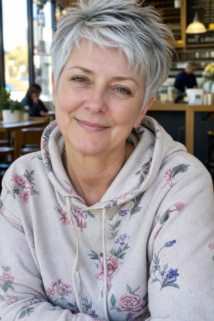 Tousled Silver Pixie Cut