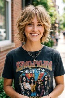 Tousled Textured Bob with Curtain Bangs