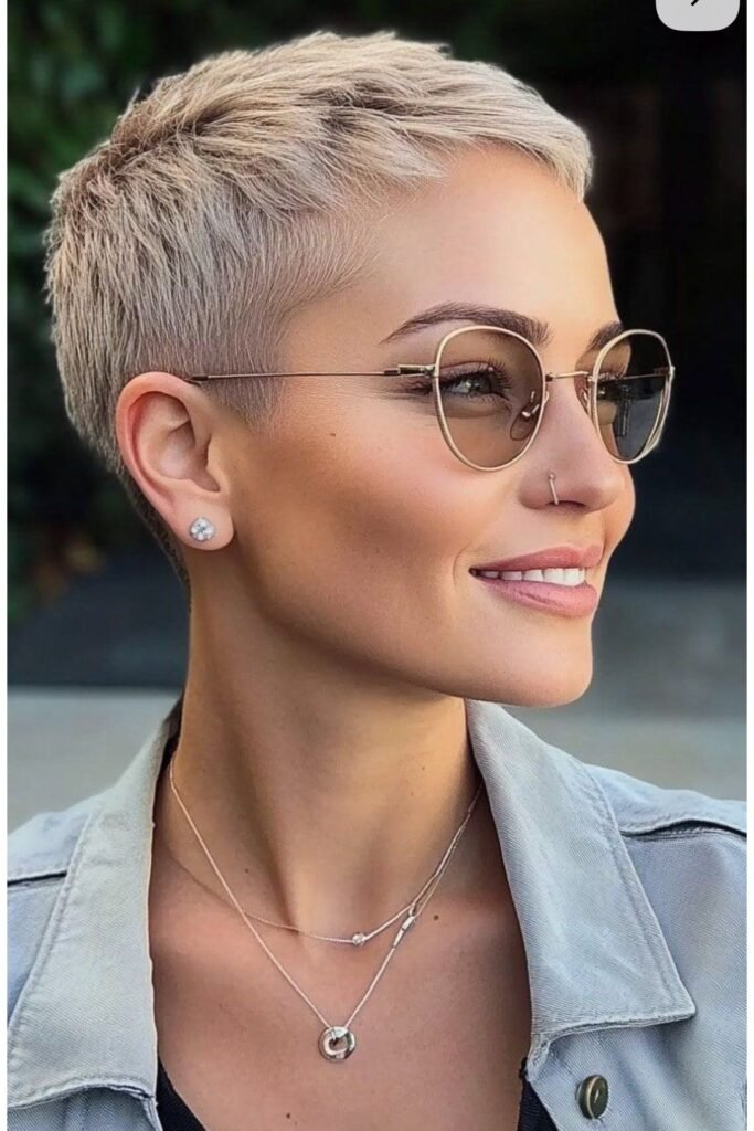 Ultra-Short Platinum Blonde Cropped Pixie Cut