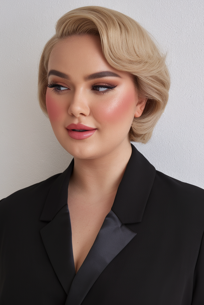 Vintage Rolled Bob with Side Part