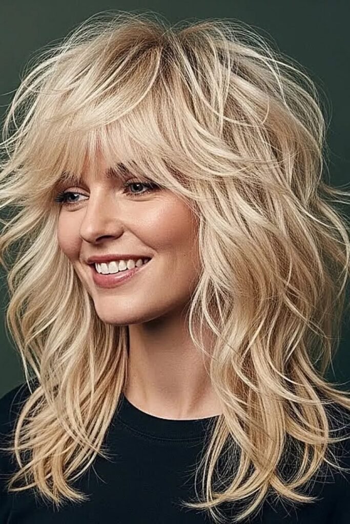 Voluminous Blonde Shag with Textured Layers