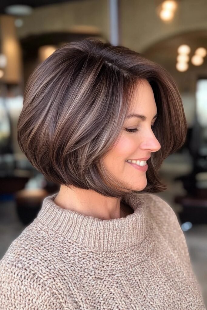 Voluminous Bob with Dimensional Highlights