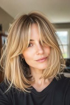Voluminous Bob with Long Curtain Bangs